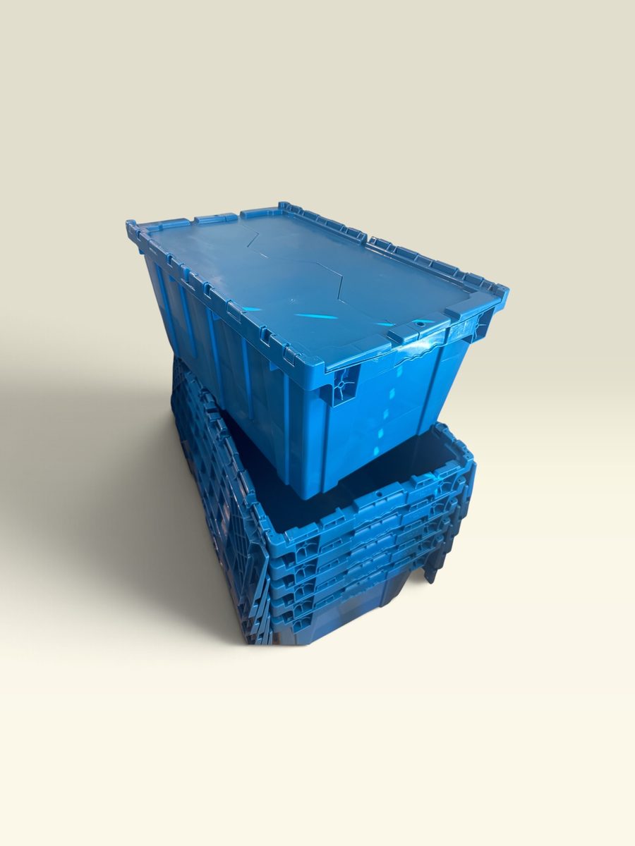Two Berkeley Storage totes stacked and ready for delivery